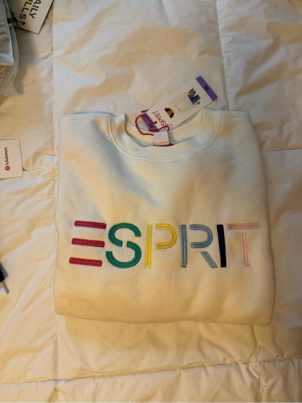Esprit White Sweatshirt with Multicolor Logo
